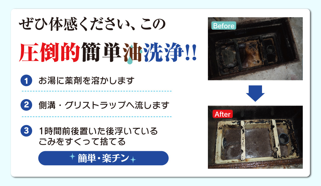 ぜひ体感ください、この圧倒的簡単油洗浄！